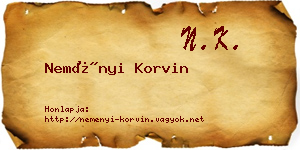 Neményi Korvin névjegykártya